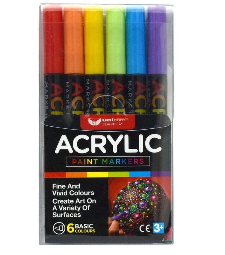 Unicorn Acrylic Paint Markers 6 Pastel Colours UAM-6CT-P